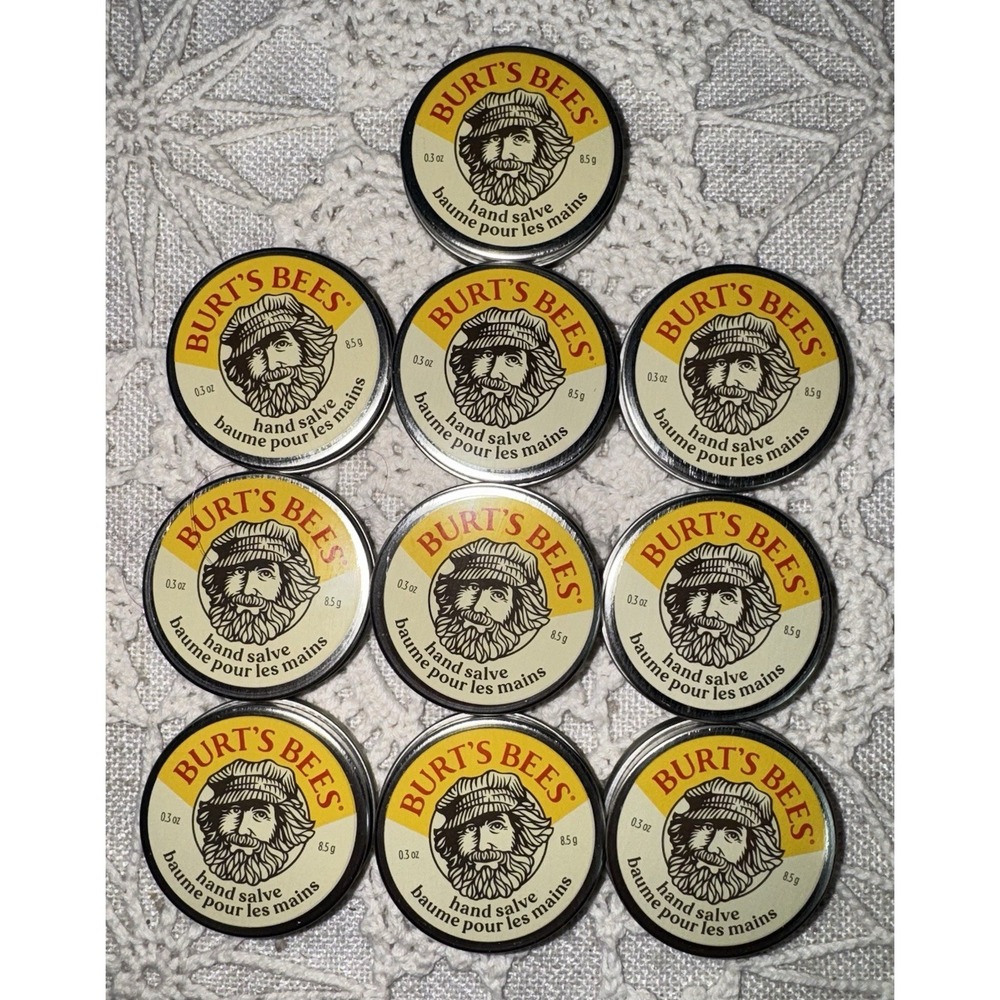 NEW Lot of 10 Burt's Bees Hand Salve .30 oz 8.5g Travel Tin 100% Natural‎